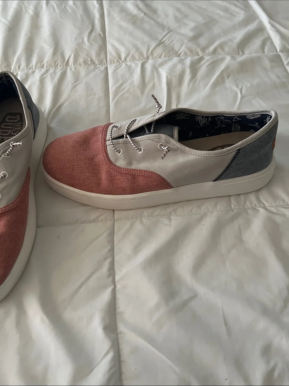 Hey Dude Two-Tone Canvas Sneakers in Red and Off-White brand new size 11